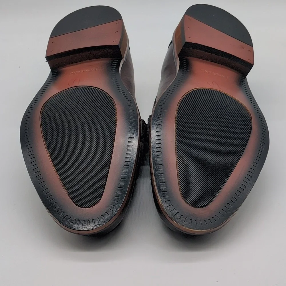 Lands End Shoes Mens Brown 9.5 Leather Dress Loafers Slip On Professional 488823